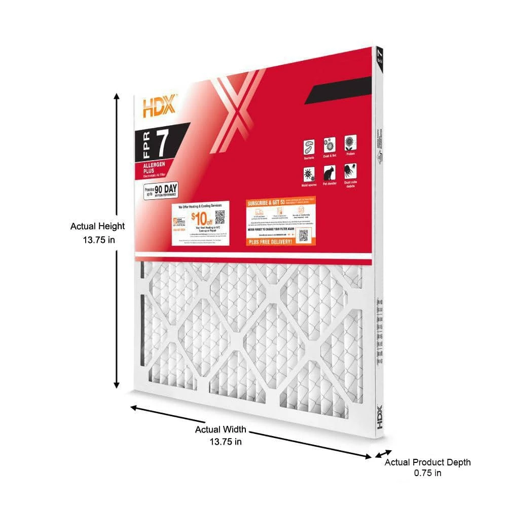 HDX 14 in. x 14 in. x 1 in. Allergen Plus Pleated Air Filter FPR 7 2 HDX 14 in. x 14 in. x 1 in. Allergen Plus Pleated Air Filter FPR 7 - Image 2