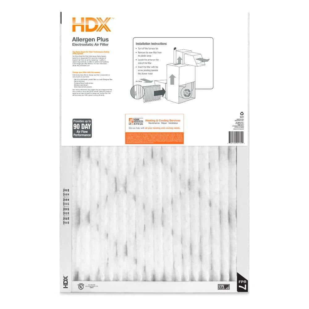 HDX 14 in. x 25 in. x 1 in. Allergen Plus Pleated Air Filter FPR 7 3 HDX 14 in. x 25 in. x 1 in. Allergen Plus Pleated Air Filter FPR 7 - Image 3