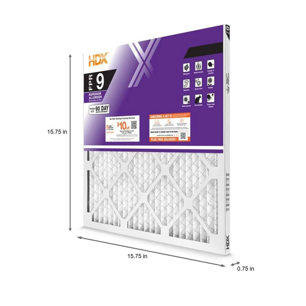HDX 16 in. x 16 in. x 1 in. Superior Pleated Air Filter FPR 9 2 HDX 16 in. x 16 in. x 1 in. Superior Pleated Air Filter FPR 9 - Image 2