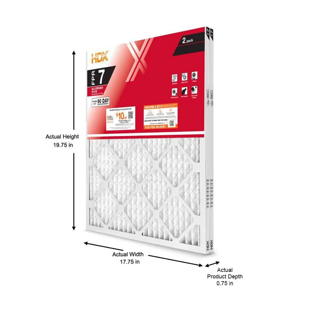 HDX 18 in. x 20 in. x 1 in. Allergen Plus Pleated Air Filter FPR 7 (2-Pack) 2 HDX 18 in. x 20 in. x 1 in. Allergen Plus Pleated Air Filter FPR 7 (2-Pack) - Image 2