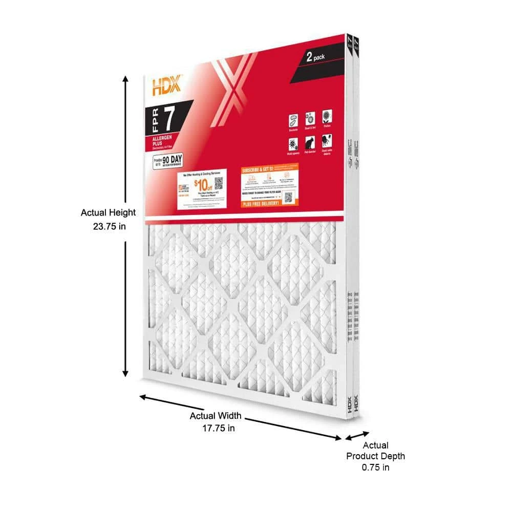 HDX 18 in. x 24 in. x 1 in. Allergen Plus Pleated Air Filter FPR 7 (2-Pack) 2 HDX 18 in. x 24 in. x 1 in. Allergen Plus Pleated Air Filter FPR 7 (2-Pack) - Image 2