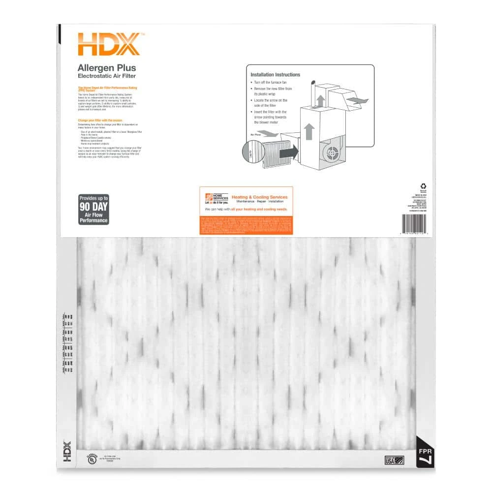 HDX 20 in. x 25 in. x 1 in. Allergen Plus Pleated Air Filter FPR 7 (2-Pack) 3 HDX 20 in. x 25 in. x 1 in. Allergen Plus Pleated Air Filter FPR 7 (2-Pack) - Image 3
