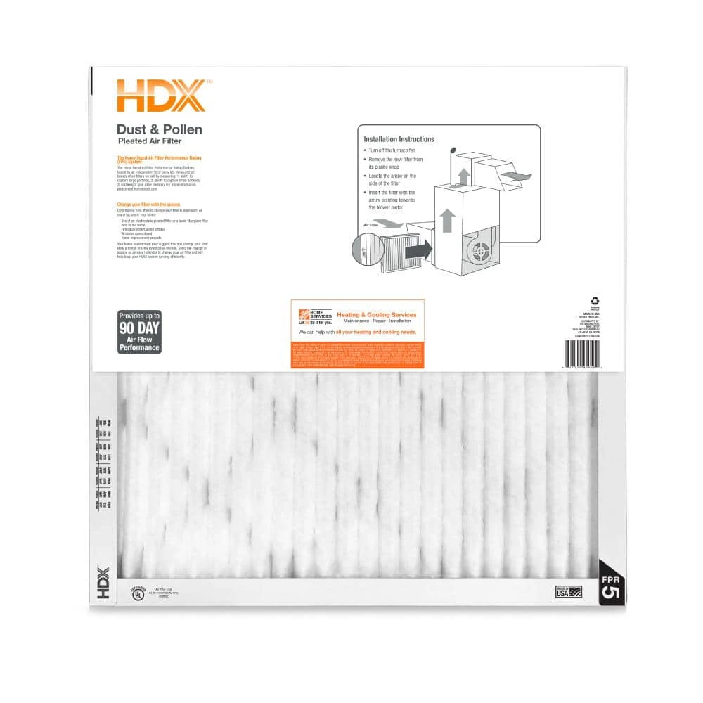 HDX 14 in. x 14 in. x 1 in. Standard Pleated Air Filter FPR 5 (3-Pack) 3 HDX 14 in. x 14 in. x 1 in. Standard Pleated Air Filter FPR 5 (3-Pack) - Image 3