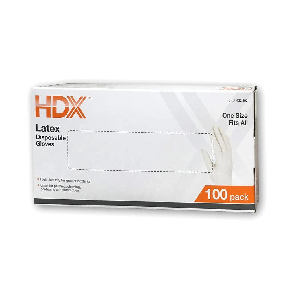 HDX 100-Count Disposable Latex Gloves 5 HDX 100-Count Disposable Latex Gloves - Image 5