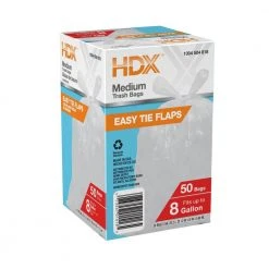 HDX 8 Gal. Flap Tie Medium Kitchen Trash Bags (50-Count) -EquipEase Shop hdx garbage bags hd08wc050w 4f 1000