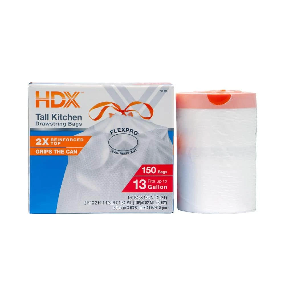 HDX FlexPro 13 Gal. Reinforced Top Drawstring Kitchen Bags (300-Count) 5 HDX FlexPro 13 Gal. Reinforced Top Drawstring Kitchen Bags (300-Count) - Image 5