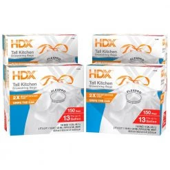 HDX FlexPro 13 Gal. Reinforced Top Drawstring Kitchen Trash Bags (600-Count)