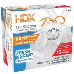 HDX FlexPro 13 Gal. Reinforced Top Fresh Scent Kitchen Trash Bag (280-Count) 19 HDX FlexPro 13 Gal. Reinforced Top Fresh Scent Kitchen Trash Bag (280-Count) -EquipEase Shop hdx garbage bags hd13xhfn140w f 2pk 1f 1000