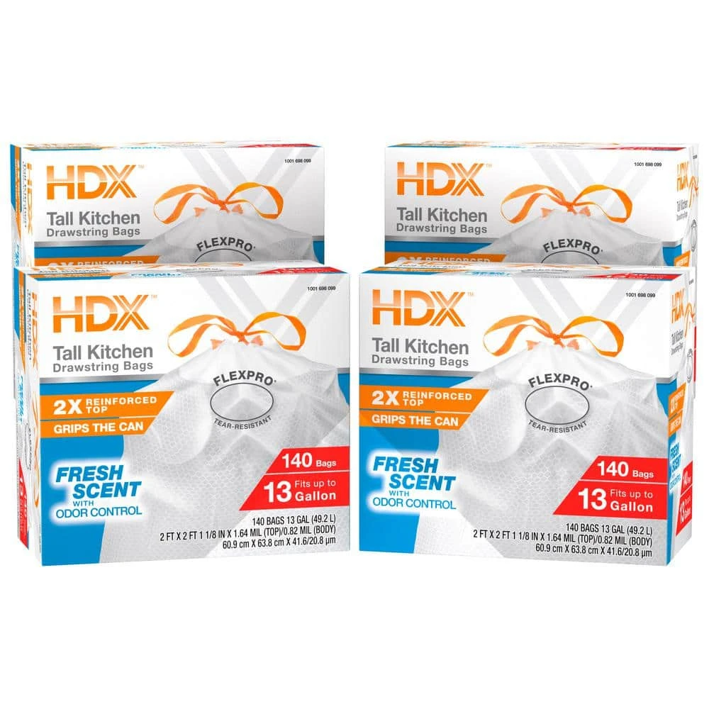 HDX FlexPro 13 Gal. Reinforced Top Fresh Scent Kitchen Trash Bag (560-Count) 1 HDX FlexPro 13 Gal. Reinforced Top Fresh Scent Kitchen Trash Bag (560-Count)