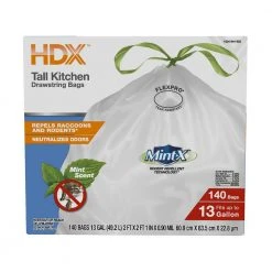HDX 13 Gal. White Rodent Repellent Tall Kitchen Trash Bags (140-Count)