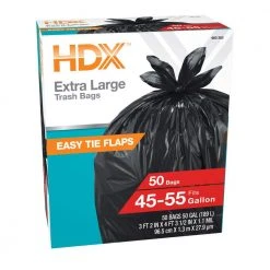 HDX 50 Gal. Wave Cut Extra Large Trash Bags (100-Count) -EquipEase Shop hdx garbage bags hd50wce050b 2pk 1f 1000