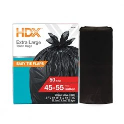 HDX 50 Gal. Wave Cut Extra Large Trash Bags (100-Count) -EquipEase Shop hdx garbage bags hd50wce050b 2pk 66 1000