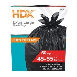HDX 50 Gal. Wave Cut Extra Large Trash Bags (100-Count) -EquipEase Shop hdx garbage bags hd50wce050b 2pk c3 1000