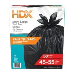 HDX 50 Gal. Wave Cut Extra-Large Trash Bags (200-Count) -EquipEase Shop hdx garbage bags hd50wce050b 4pk 4f 1000