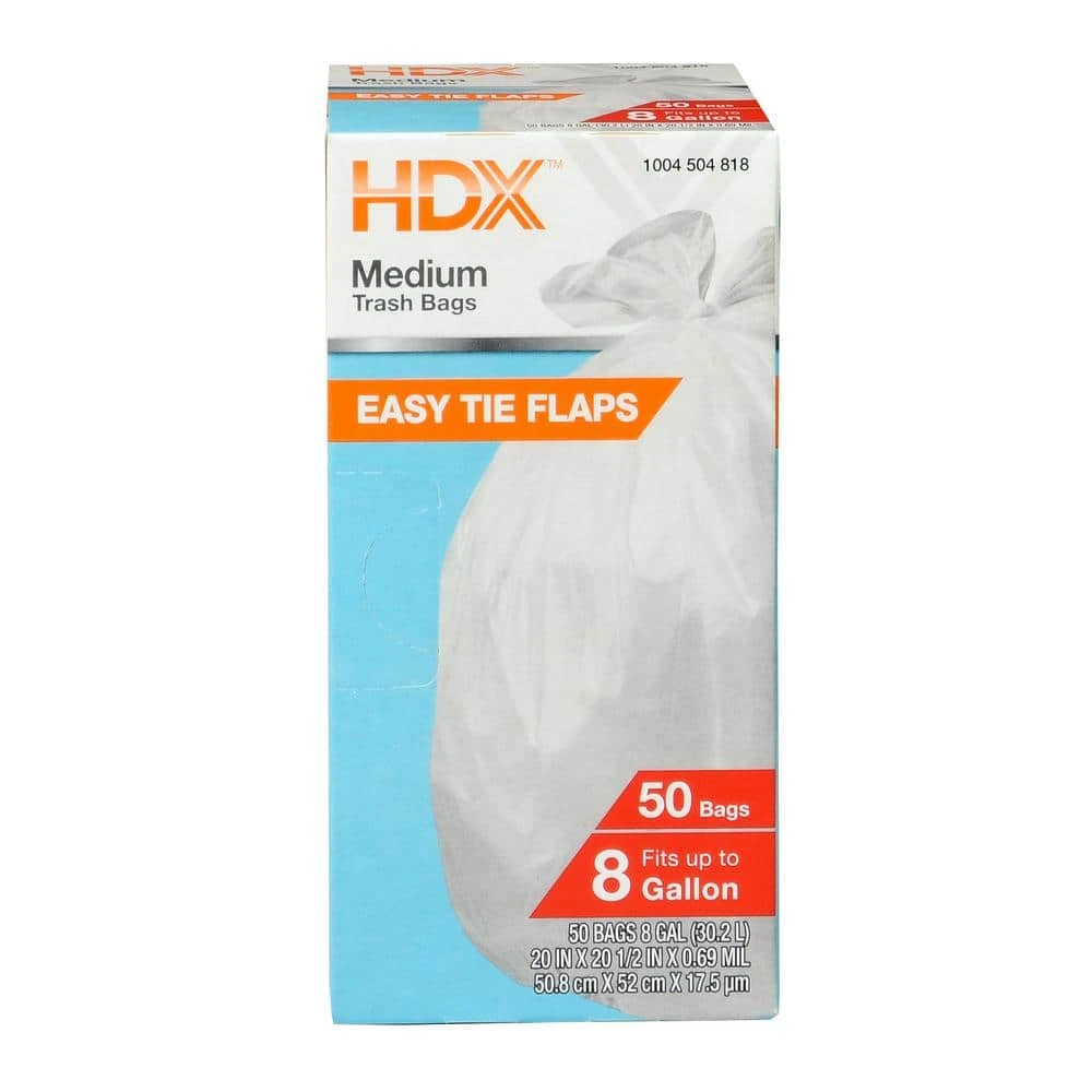 HDX 8 Gal. White Medium Trash Bag (50-Count) 1 HDX 8 Gal. White Medium Trash Bag (50-Count)
