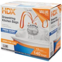 HDX 13 Gallon Scented Flex Drawstring Kitchen Trash Bags (140-Count) -EquipEase Shop hdx garbage bags hdx13gwhit140 a0 1000