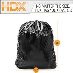 HDX 33-39 Gal. Black Heavy Duty Drawstring Trash Bags (50-Count) - For Outdoor and Yard Waste 6 HDX 33-39 Gal. Black Heavy Duty Drawstring Trash Bags (50-Count) - For Outdoor and Yard Waste -EquipEase Shop hdx garbage bags hdx3339 4f 1000