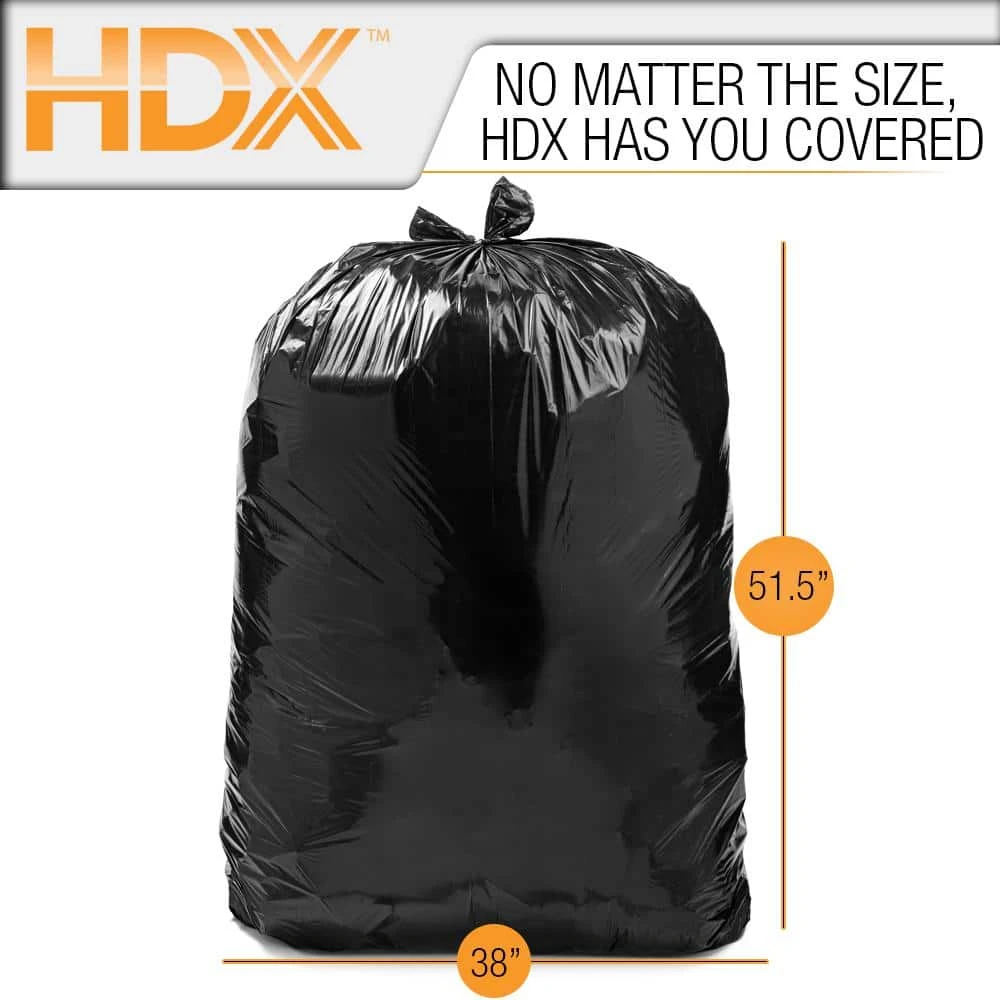 HDX 50 Gal. Black Extra Large Trash Bags (100-Count) 3 HDX 50 Gal. Black Extra Large Trash Bags (100-Count) - Image 3