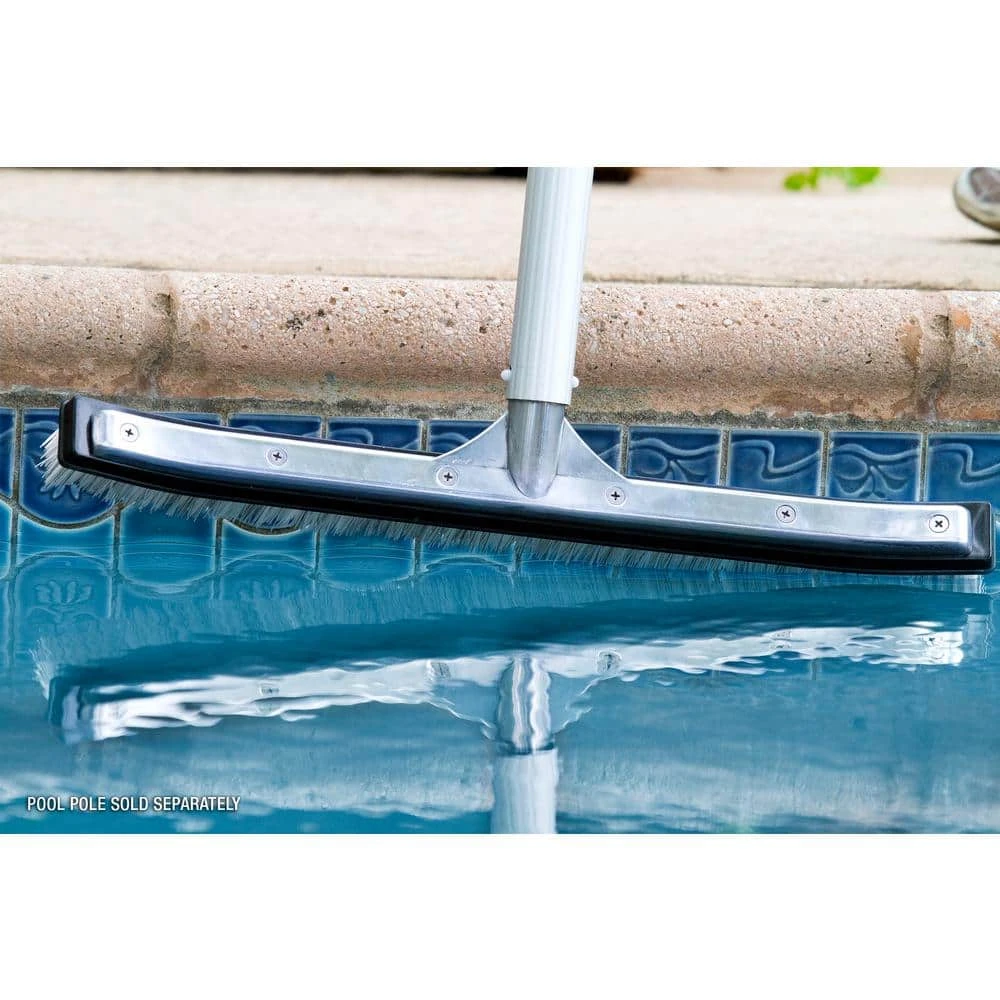 HDX 18 in. Swimming Pool & Spa Brush with Deluxe Nylon and Stainless Steel Combination Bristles and Aluminum Back 4 HDX 18 in. Swimming Pool & Spa Brush with Deluxe Nylon and Stainless Steel Combination Bristles and Aluminum Back - Image 4