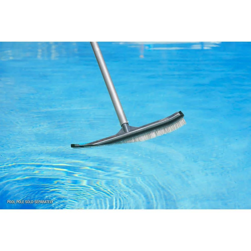 HDX 18 in. Swimming Pool & Spa Brush with Deluxe Nylon and Stainless Steel Combination Bristles and Aluminum Back 6 HDX 18 in. Swimming Pool & Spa Brush with Deluxe Nylon and Stainless Steel Combination Bristles and Aluminum Back - Image 6