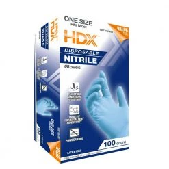 HDX Blue 3.5 mil Disposable Nitrile 1-Size Fits Most (100-Count) -EquipEase Shop hdx rubber gloves 24570 06 1f 1000