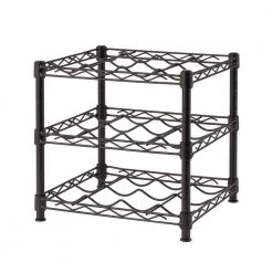 HDX 12 Bottle 3-Shelf Countertop Wire Wine Rack in Black