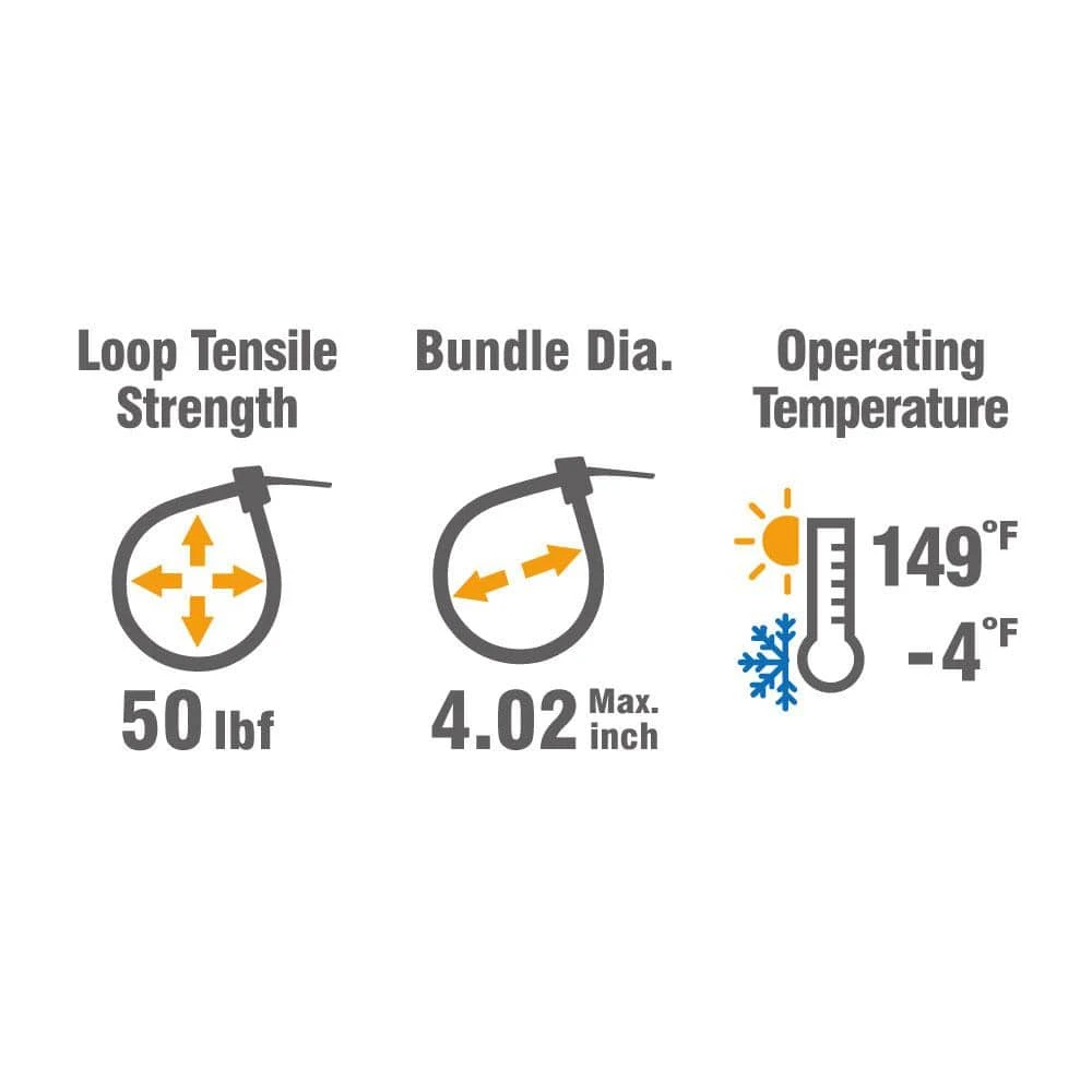HDX 14 in. Zip Ties, Natural (20-Pack) 3 HDX 14 in. Zip Ties, Natural (20-Pack) - Image 3