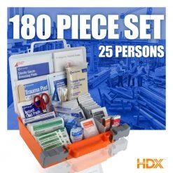 HDX 180-Piece, 25-Person Plastic OSHA First Aid Kit -EquipEase Shop reds pinks hdx first aid kits 59619 fa 1000