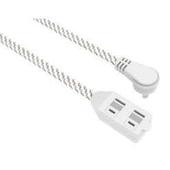 HDX 12 ft. 16/2 Braided Extension Cord with Safety Cover, in White and Grey