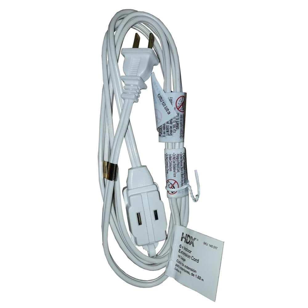HDX 6 ft. 16/2 Indoor Cube Tap Extension Cord, White 2 HDX 6 ft. 16/2 Indoor Cube Tap Extension Cord, White - Image 2