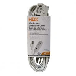 HDX 15 ft. 16/3 Indoor Banana Tap Extension Cord, White