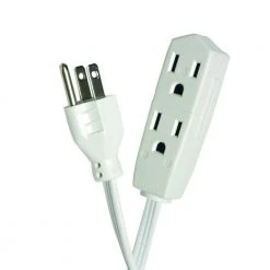 HDX 8 ft. 16/3 Indoor Banana Tap Extension Cord, White -EquipEase Shop white hdx general purpose cords hd 838 802 d4 1000